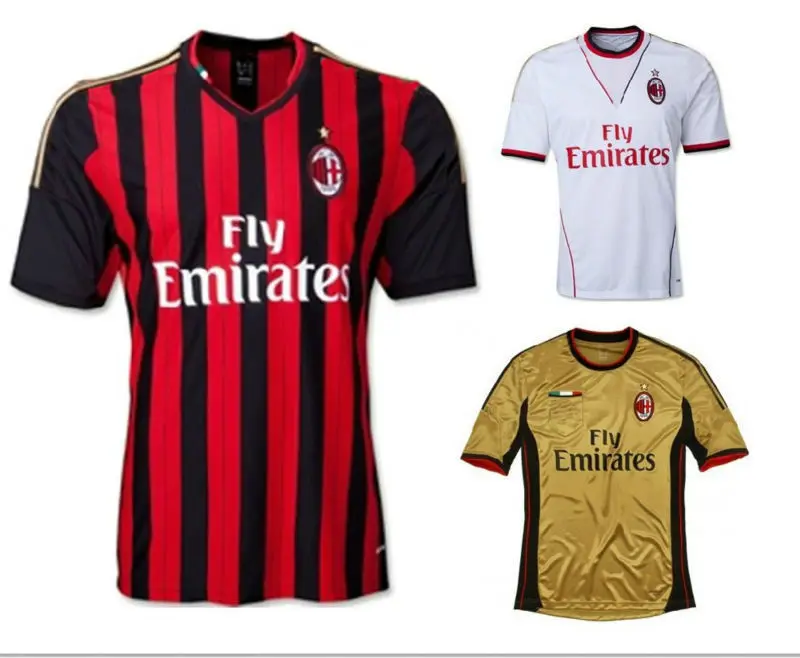 A+++ Italy AC MILAN 2013 2014 Thailand Home Red Away White 3RD Gold Golden Soccer Jersey Blank Football Shirt Custom Name|jersey guy|shirt girljersey