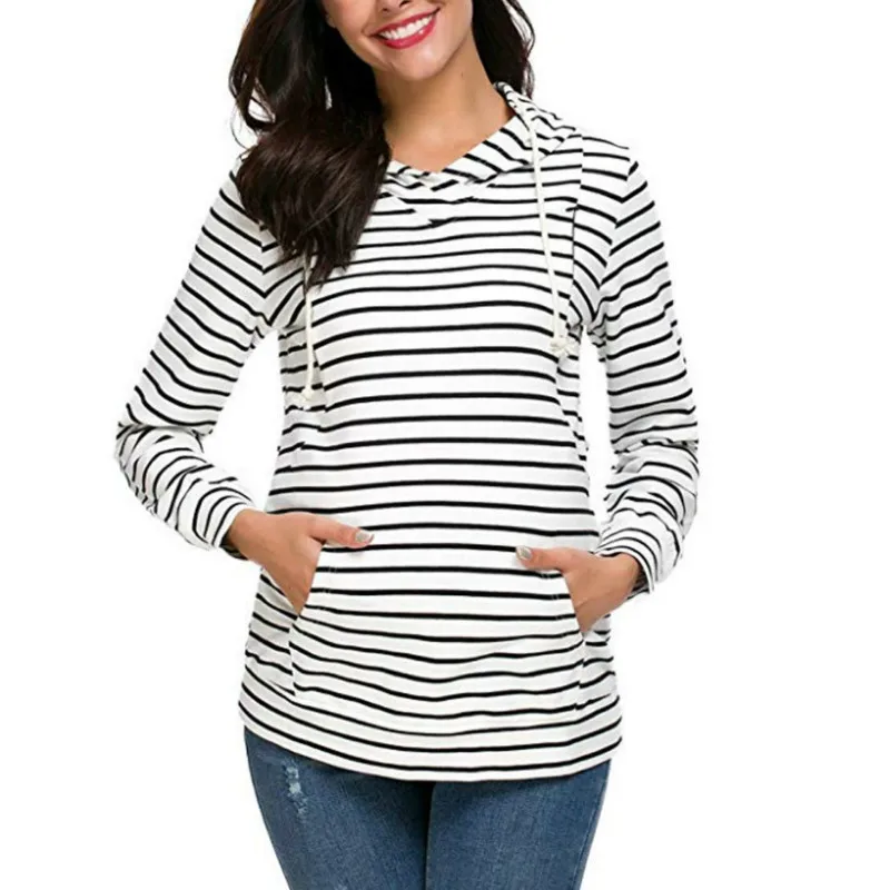 Blusa Tshirt Women Mulheres Maternidade Autumn Stripe Lactation Long Sleeve Breastfeeding Clothes Nursing Top Maternity Tops