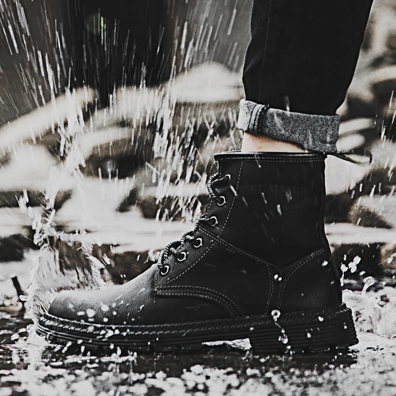 Doc Dr martins/ботинки мужские зимние теплые модные ботильоны обувь с высоким берцем мужские ботинки-дезерты Большие размеры 38-47, зимние ботинки