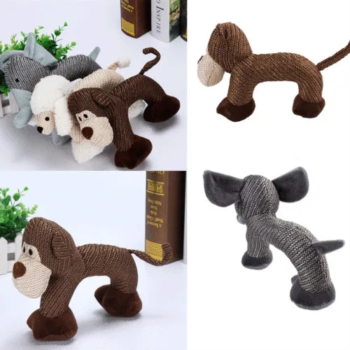 Funny Animal Shape Pet Puppy Dog Toys Plush Sound Squeaker Durable Chewing | Дом и сад