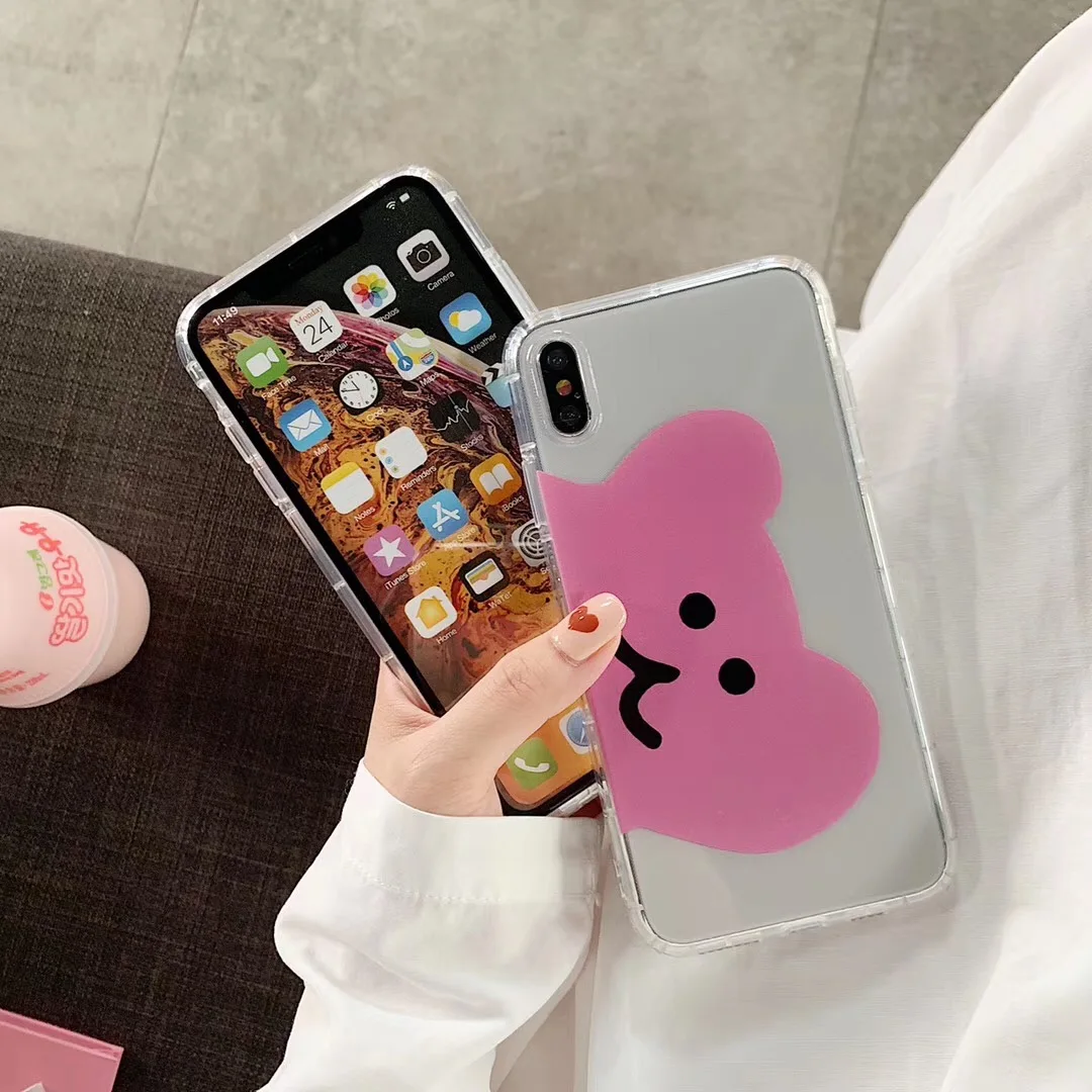 Korea Cartoon INS Rainbow Bear Cute avatar Transparent case for iphone X XS Max Xr 7 8 6s 6 Plus soft silicone cover Fundas |