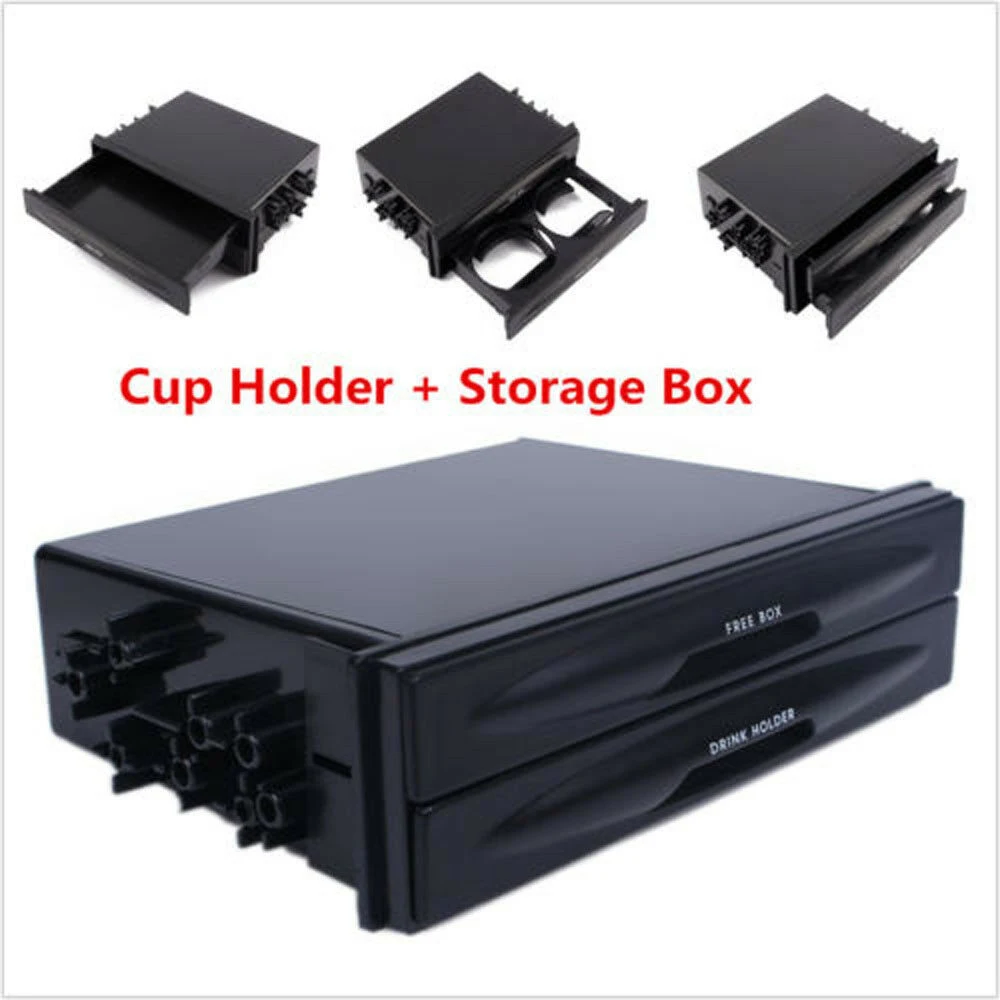 Multi-function Car Single Double Din Radio Pocket Drink-Cup Holder + Storage Box Tool Universal Parts Accessories | Автомобили и