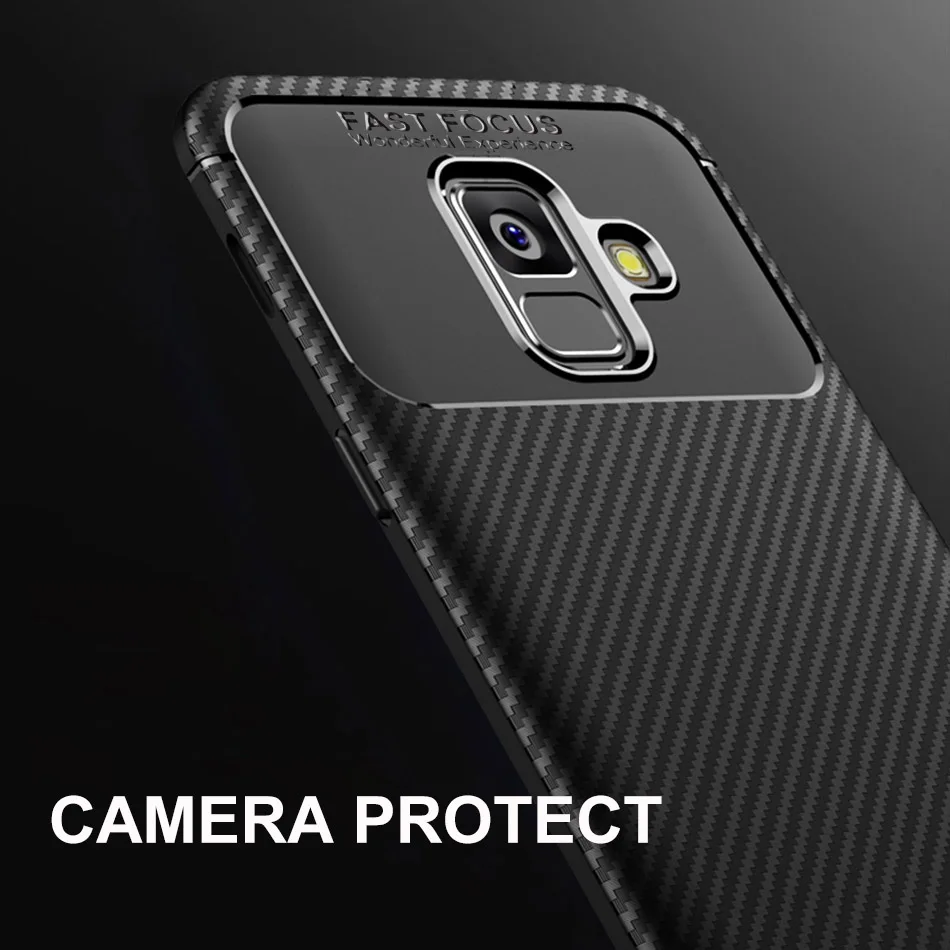 Silicone Case For Samsung Galaxy A6 2018 Shockproof Carbon Fiber Soft TPU Cover Plus Silicon |