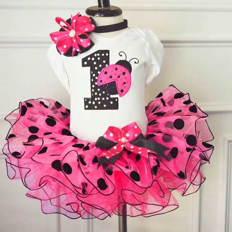 

Cute Newborn Baby Girl Clothing Sets Baby Romper+Ruffles Tutu Skirt +Headband 3pcs 1 Year 1st Birthday Outfits for Little Girl