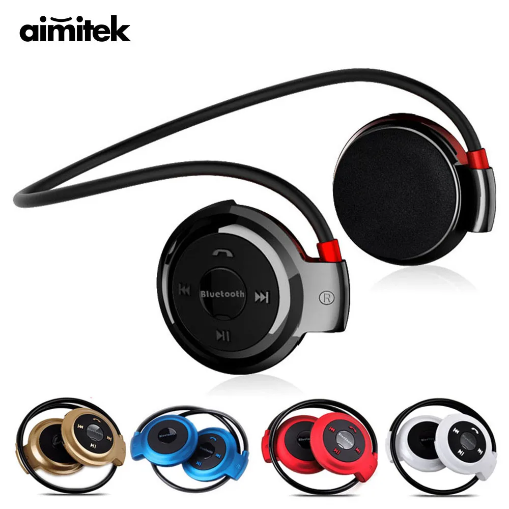 Aimitek Sport Wireless Bluetooth Headphones Stereo Earphones Mp3 Music Player Headset Earpiece Micro SD Card Slot Handsfree Mic