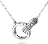2016 new design double circle fashion crystal 925 sterling silver short chain necklaces jewelry wholesale price