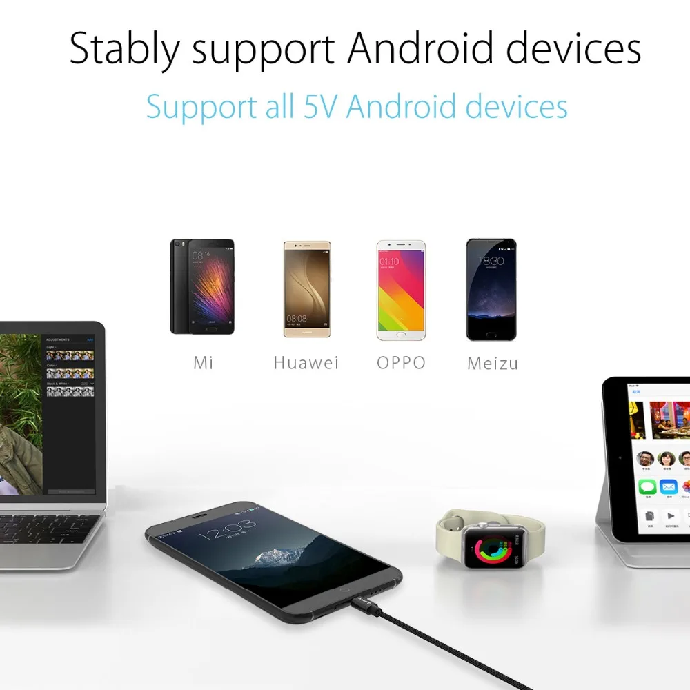 ORICO нейлоновый USB A кабель Micro для Xiaomi Huawei SamSung Meizu Letv Дата синхронизации зарядный 1