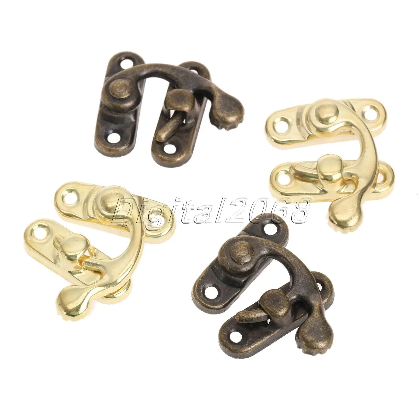 

bowarepro 12Pcs Vintage Hardware Hasps Decorative Jewelry Gift Wine Wooden Box Hasp Antique Suitcase Latch Hook +Screws 28x28mm