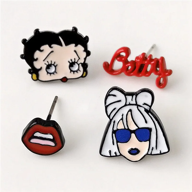 IVYYE Betty забавная сумасшедшая мода аниме Сережка с героями мультфильмов милые серьги-гвоздики с животными для женщин девочек детские ювелирные изделия Рождественский подарок