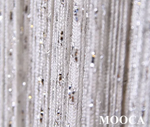 Белый с серебряными металлическими нитями занавески шторы 2 размера|curtain size|string