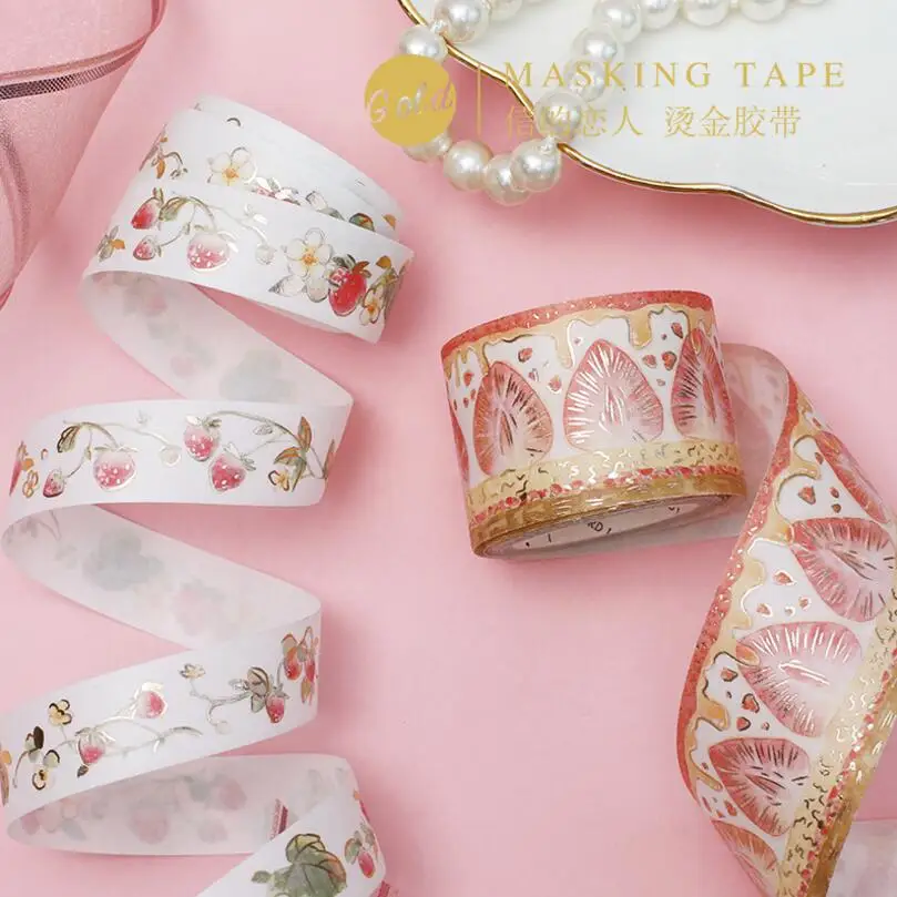 Свежий Клубника жизнь выпечка торта мороженого золочение лента Washi DIY