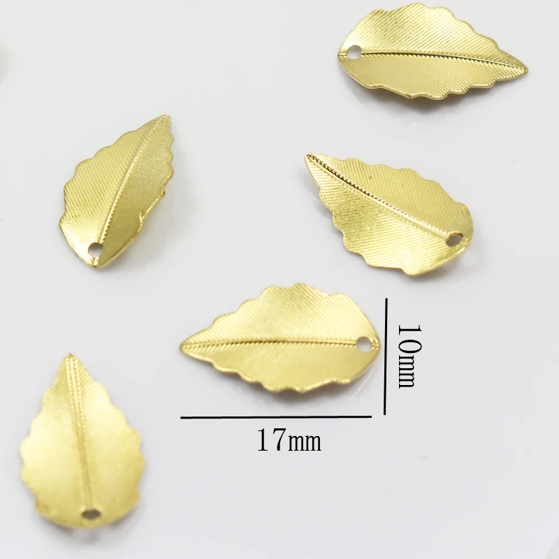 Небольшие медные листья с гравировкой милые Золотые Подвески для изготовления