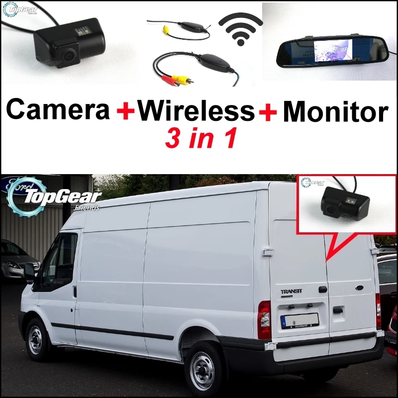 

3 in1 Special Rear View Camera + Wireless Receiver + Mirror Monitor Easy DIY Backup Parking System For Ford Transit 2000~2013