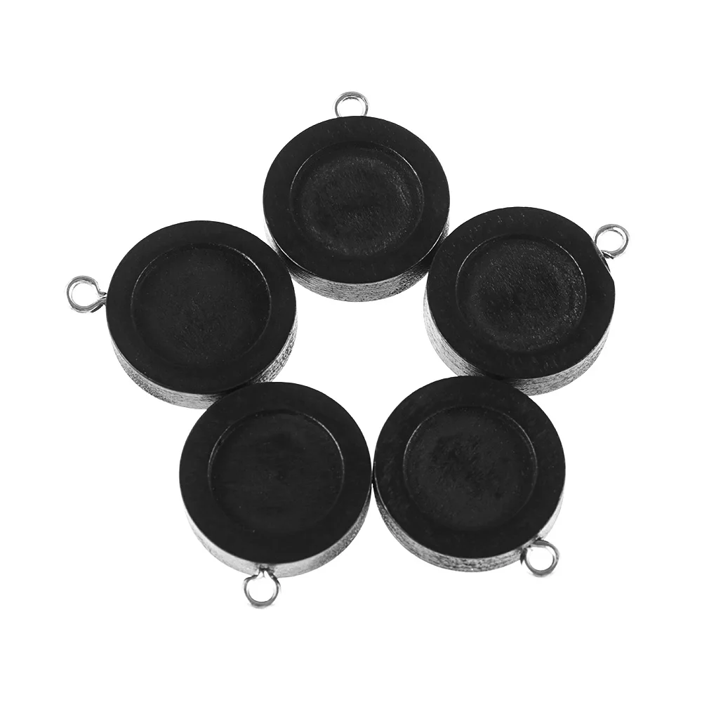 4-Black(12mm) 10 шт. полимерная полая рамка деревянное круглое ожерелье Нижний Кронштейн основа уход рамка кулон гнездовая оправа Кабошон DIY ремесло - Цвет: 4-Black(12mm)
