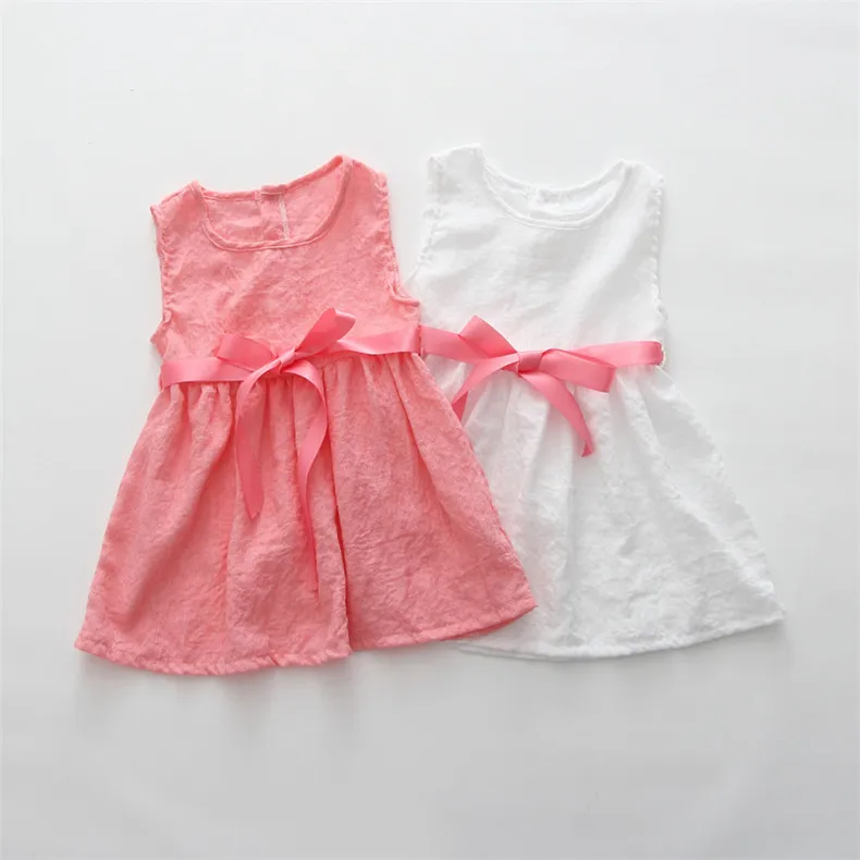 New Floral Prints Cotton Linen Girls Dress Pink Blue Summer Kids Dresses For Super Sweet Princess vestido de festa | Детская одежда и
