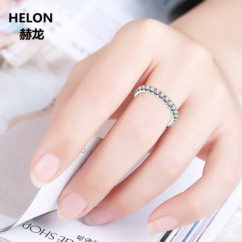 Женское кольцо для помолвки Moissanite однотонное с алмазом из белого золота 14 к 1 9 мм