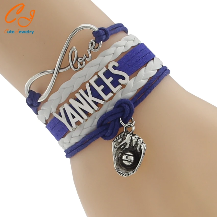 Бесконечность любовь янки бейсбольный браслет для спортивной команды синий
