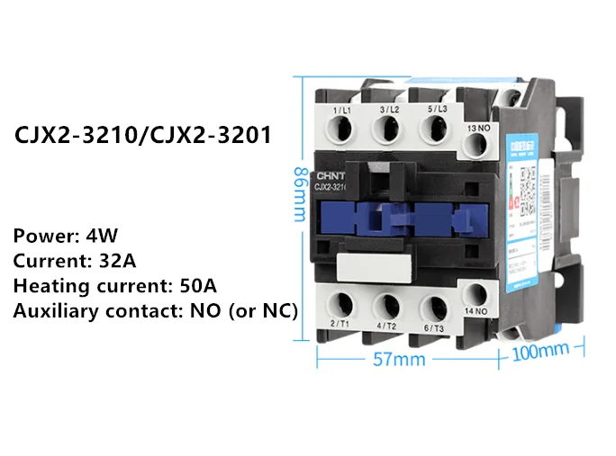 CJX2-3210/CJX2-3201 AC Contactor 32A 3 Phase 3-Pole NO Coil Voltage 380V 220V 110V 36V 24V 50/60Hz Din Rail Mounted | Обустройство