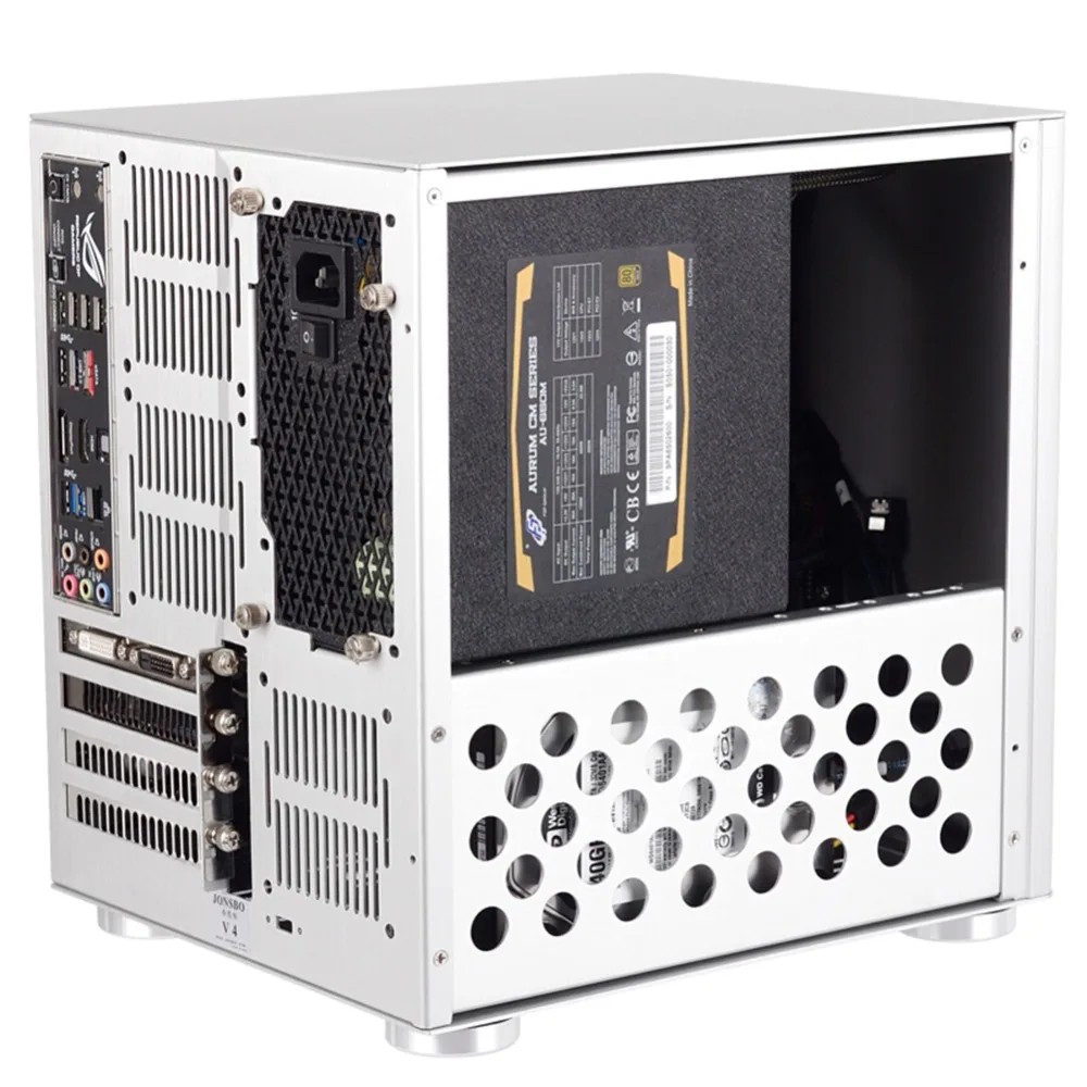 Алюминиевый сплав мини-чехол для настольного компьютера для M-ATX ITX материнская плата серебристый чехол для компьютера башни с 4 слотами расширения