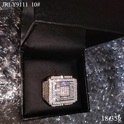 Size 10 VANAXIN 925 пробы серебряные кольца для мужчин большие кольца в стиле панк ювелирные изделия распродажа высокое качество AAA Iced Out CZ шкатулка - Цвет основного камня: Size 10