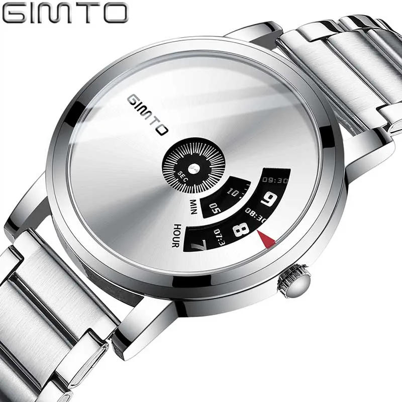 

Mens Fashion GIMTO Watches Original Design Creative Wristwatch Stainless Steel Strap Mens Business Watch Relogio Masculino