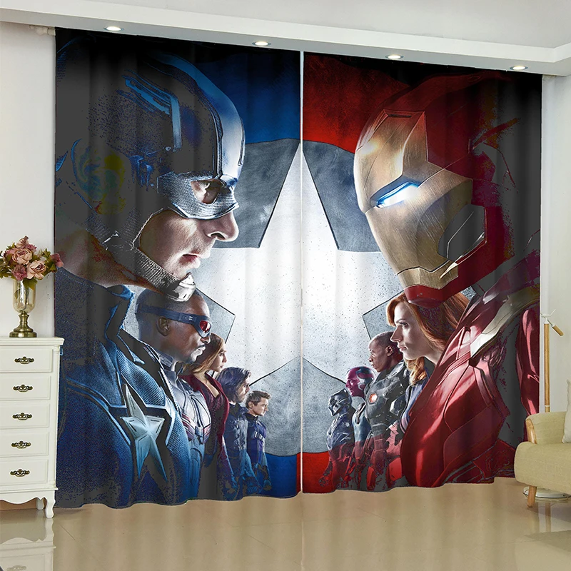 Занавески на окно в стиле Мстителей, Marvel, железный человек, Бэтмен, занавески с драпировкой, rideaux, занавески для гостиной, Затемненные занавески