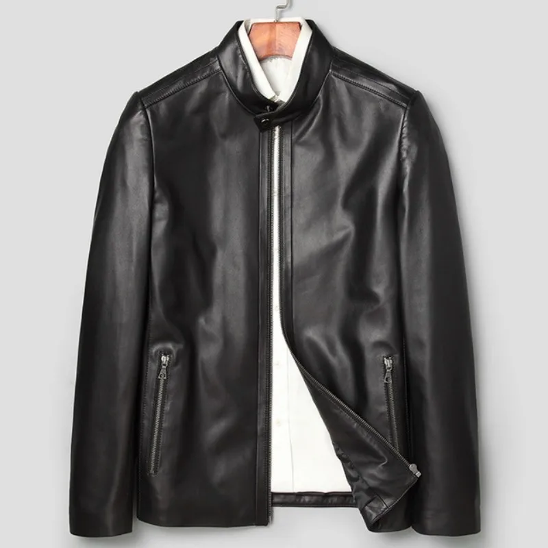 

2021 New Real Leather Motorcycle Jacket Men 100% Sheepskin Slim Genuine Leather Coat Male Business Casual Large Size 5XL Outwear