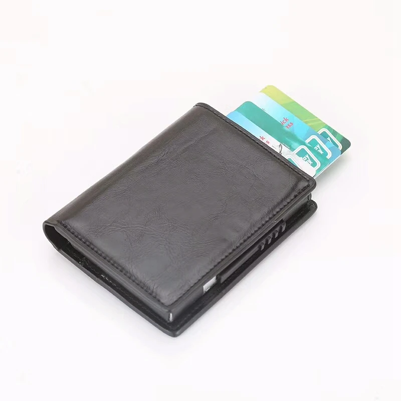 Для женщин Для мужчин Rfid Блокировка Кошелек мини из искусственной кожи Бизнес алюминиевый сплав кредитных держатель для карт ID Чехол для банковских карт маленький кошелек