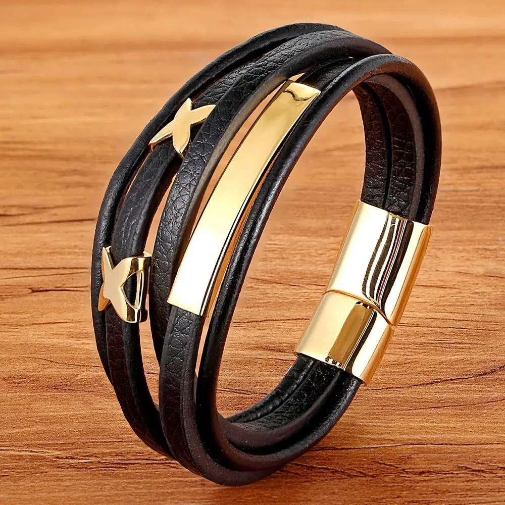 Bracelet 6 TYO индивидуальность ювелирные изделия различных конструкций геометрический узор многослойный браслет из натуральной кожи для мужчин модные ювелирные изделия подарок - Окраска металла: Bracelet 6