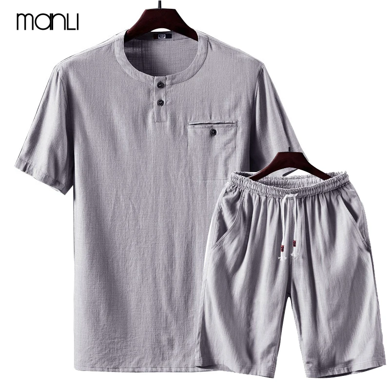 Мужской спортивный костюм Demix летний комплект для бега из футболки шорт и