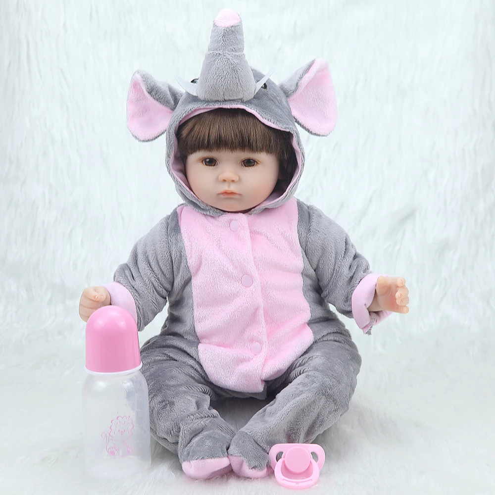 17 дюймовый винил Adola Bebe куклы rebirth Моделирование baby doll маленькая серого цвета с