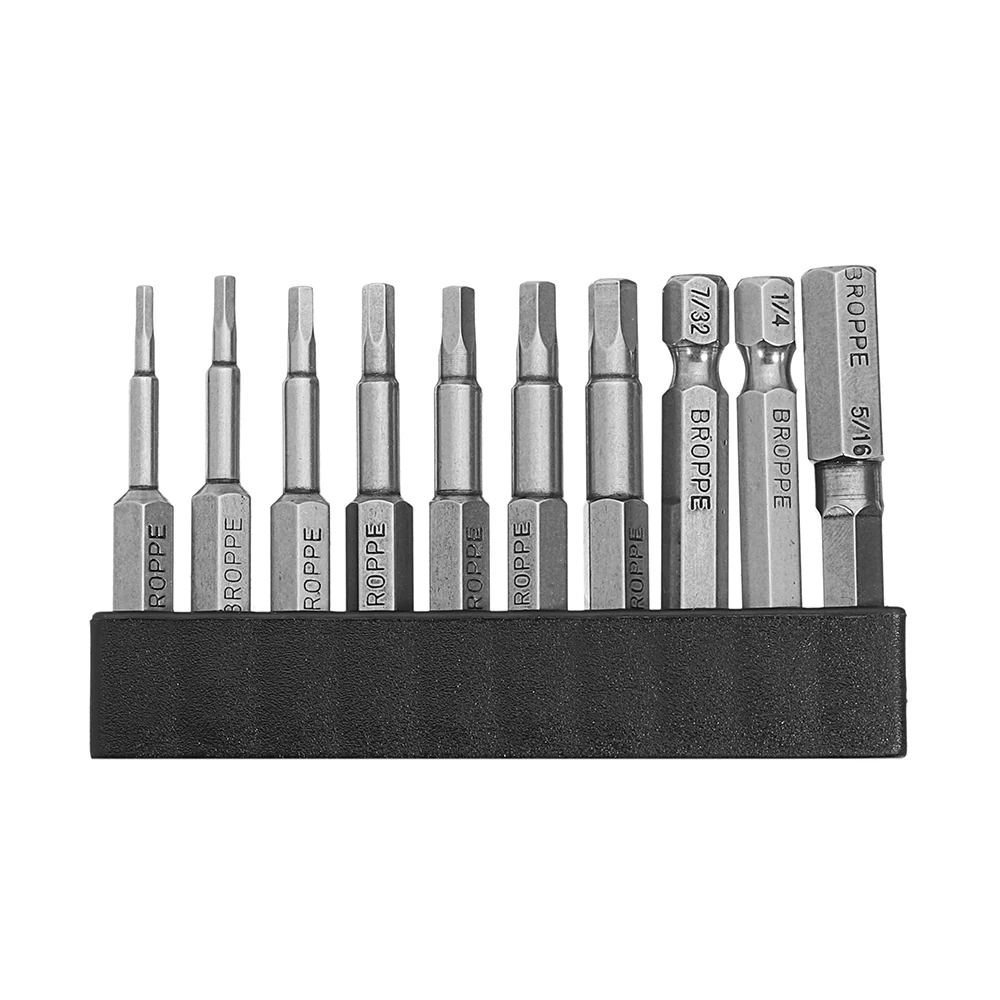 Broppe 7 шт. SAE 5/64-5/16 дюймов 65 мм магнитный шаровой наконечник отвертки биты 1/4 дюймов шестигранный хвостовик S2 стальной электрический отвертка Набор бит