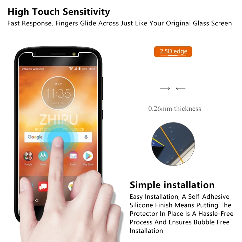 2 шт. закаленное стекло для Motorola Moto E5 Plus защита экрана с двумя sim картами 2.5D 9H две