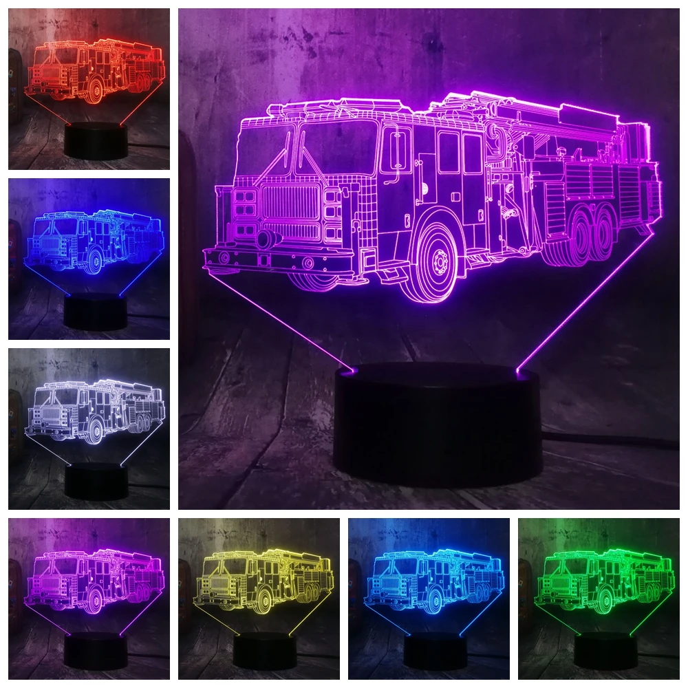 Крутой огненный двигатель автомобиля 3D светодиодный 7 цветный фонарик