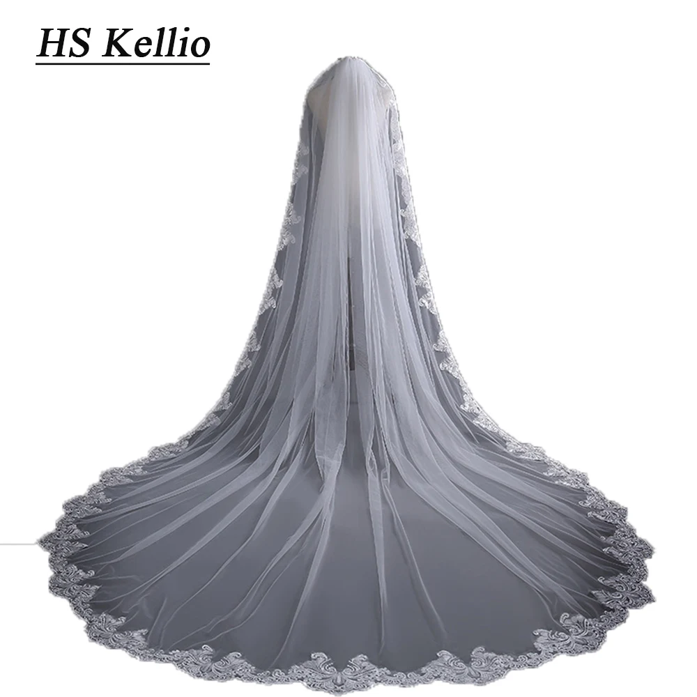 

HS Kellio One Layer Cathedral Train Wedding Veil With Comb