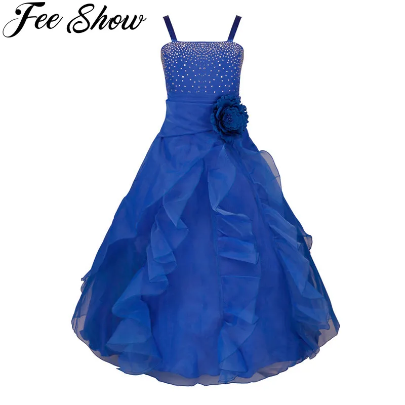 

Elegant Girls Dress Gowns Kids Princess Wedding Dress Party Wear Girls Evening Prom Dress Birthday Frocks Bridesmaid Clothing