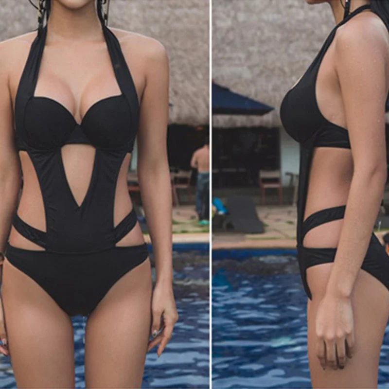 

Hot Women Sexy One Piece Swimsuit Hollow Out Padded Beach Wear Backless Swimwear Bathing Suit DO2