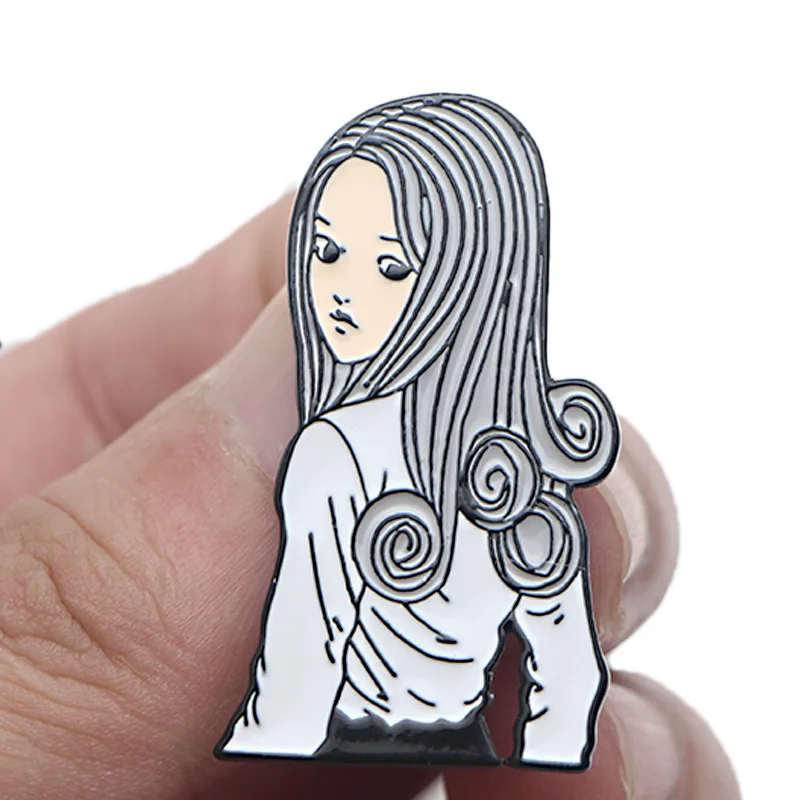 P3783 Dongmanli Junji Ito и Cat Uzumaki металлические эмалированные броши и булавки Нагрудный значок для рюкзака воротник ювелирные изделия