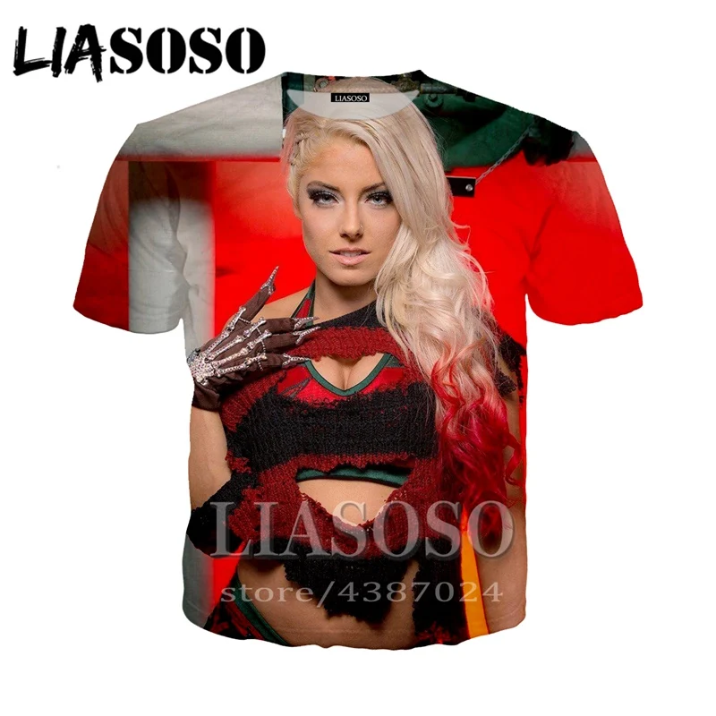 LIASOSO футболка 3D для мужчин/женщин Забавный принт уличная рок костюм Alexa Bliss бокса