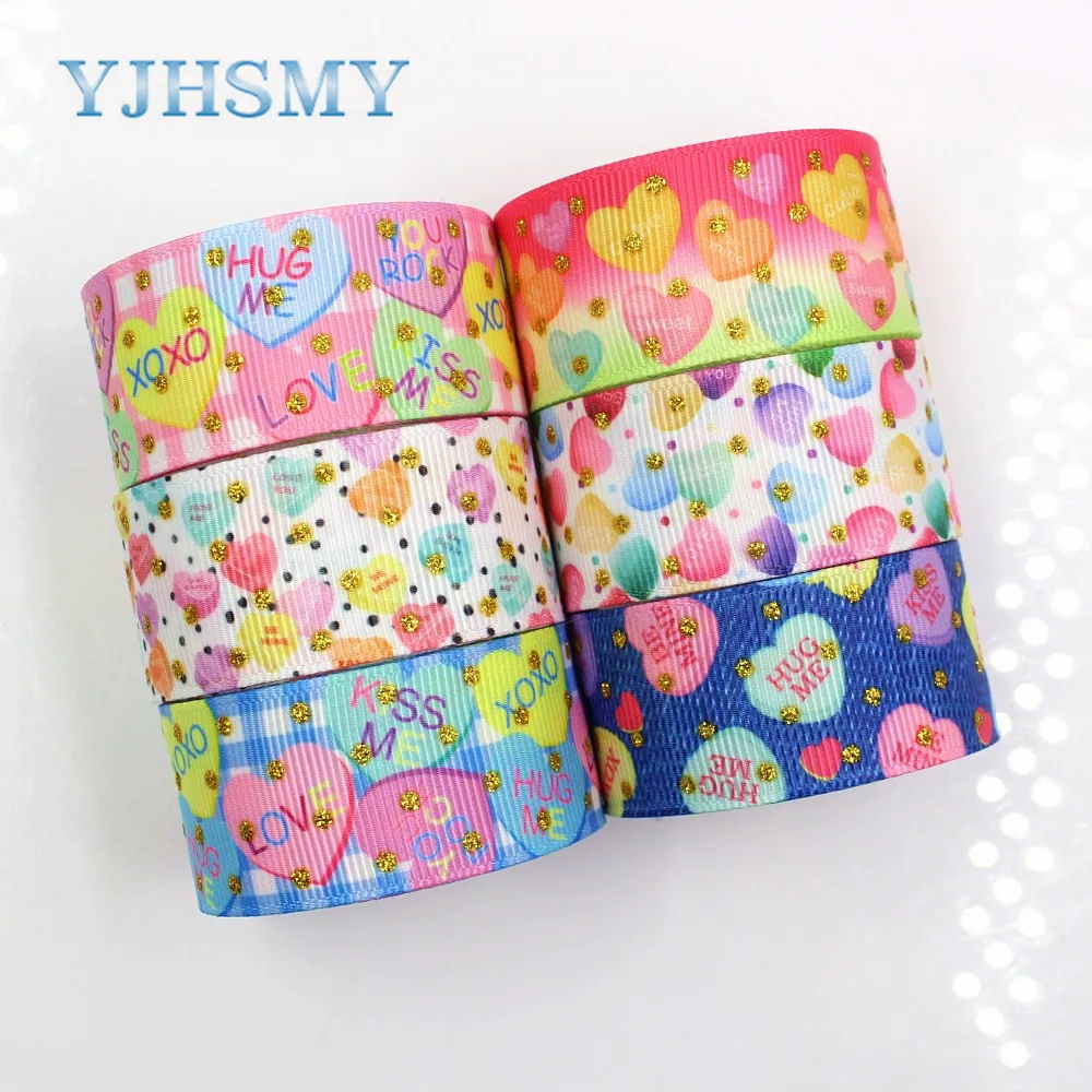 

YJHSMY G-18808-878, 25 мм 5 ярдов мультфильм Золотая блестящая корсажная лента с принтом DIY повязка на голову свадебный подарок упаковочный материал