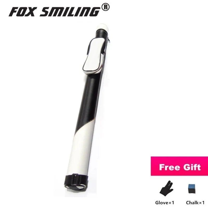 Fox Smiling 2 отверстия 1/2 кий для бассейна чехол 81 см Длина Pu Бильярдные кии аксессуары для бильярда Китай 4 цвета - Цвет: Black White