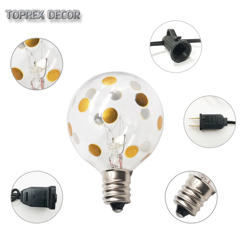Toprex E12 patio lights- length 11.5ft. festoon light christmas lights outdoor string lights garden party