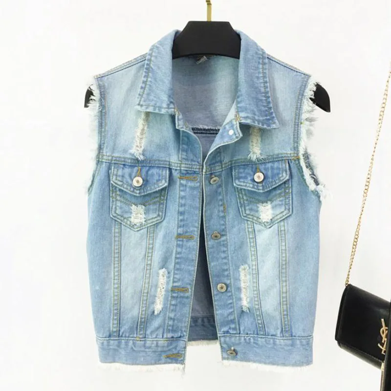 Женский блейзер винтажный без рукавов с карманами|denim vest women|brand womenvest women |