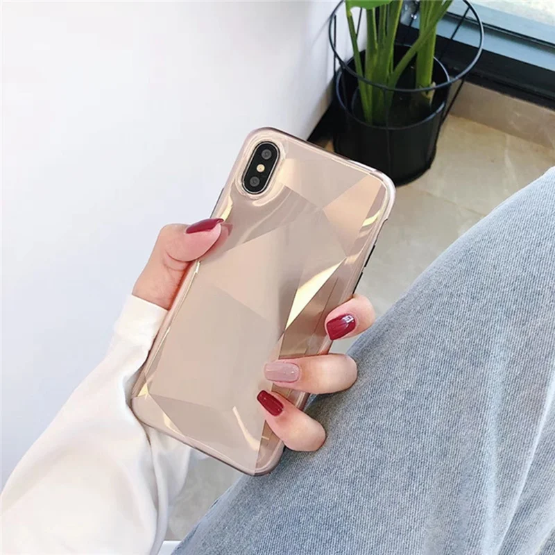 Гальванизированный Алмазный зеркальный чехол для телефона iphone XS Max/XS/XR 7/8 половина пакета 6/6s 7/8 plus(золото/розовое золото/черный/серебристый - Цвет: Rose Gold