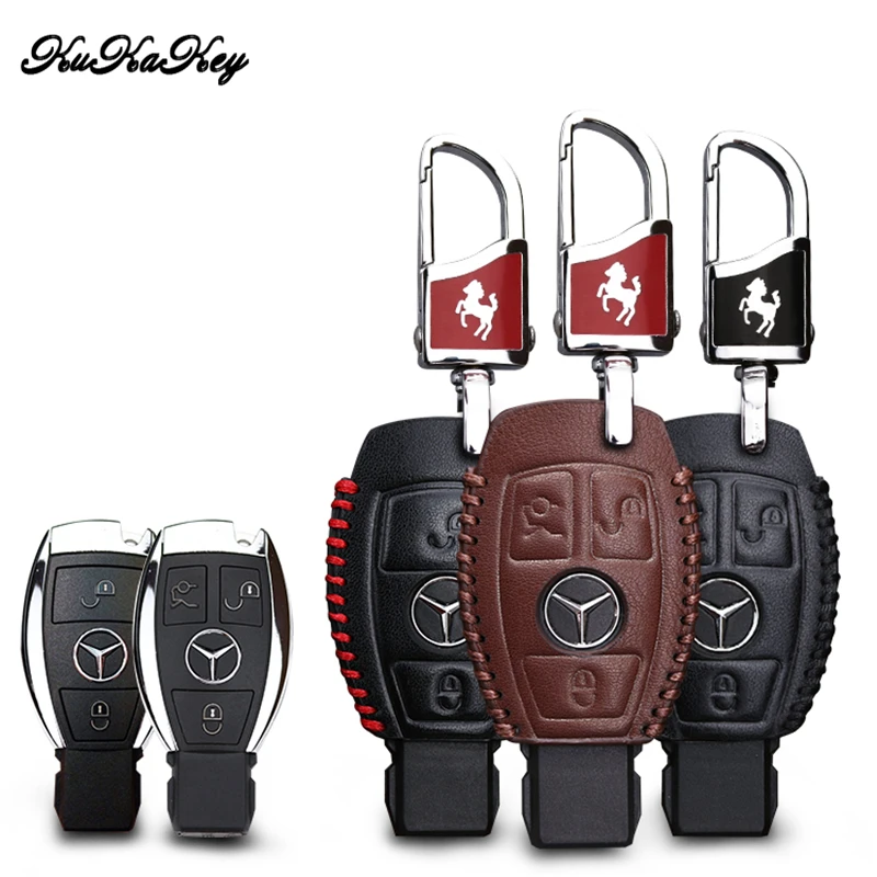 KUKAKEY ключи чехол для Mercedes натуральная кожа ключ Обложка Benz W124 W202 W 210 W210 W211 Amg W204