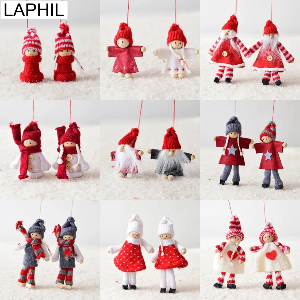 LAPHIL/1 пара, милые украшения для рождественской елки в виде Санта-Клауса, ангела, куклы, подвесные украшения для дома, товары для рождественской вечеринки