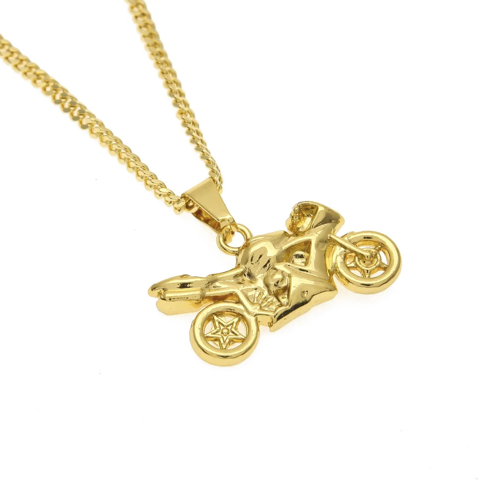 Хип хоп золотые мотоциклетные цепочки с подвесками для мужчин и женщин Iced Out bling