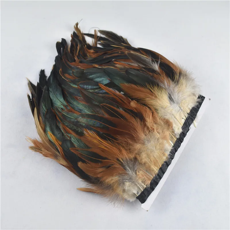 1yards long high quality Natural color Rooster Trims Feather Fringe Dyed with Satin Ribbon Tape for skirt feathers crafts | Дом и сад