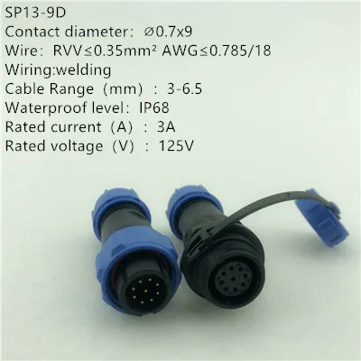 SP13-9D SP13 IP68 Водонепроницаемый гнездовое соединение авиации розетка 2Pin 3pin 4pin 5pin 6pin 7pin 9pin кабель Разъемы - Цвет: SP13-9D