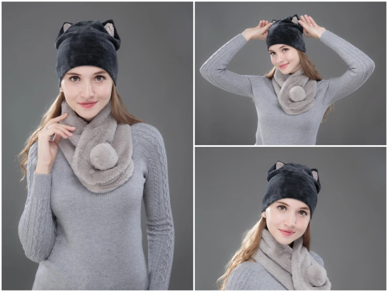 OHCOXOC, дизайн, женские шапочки Skullies, одноцветная, для девушек, милая, осень, зима, шапка, шапка с шикарными кошачьими ушками, блестящие стразы